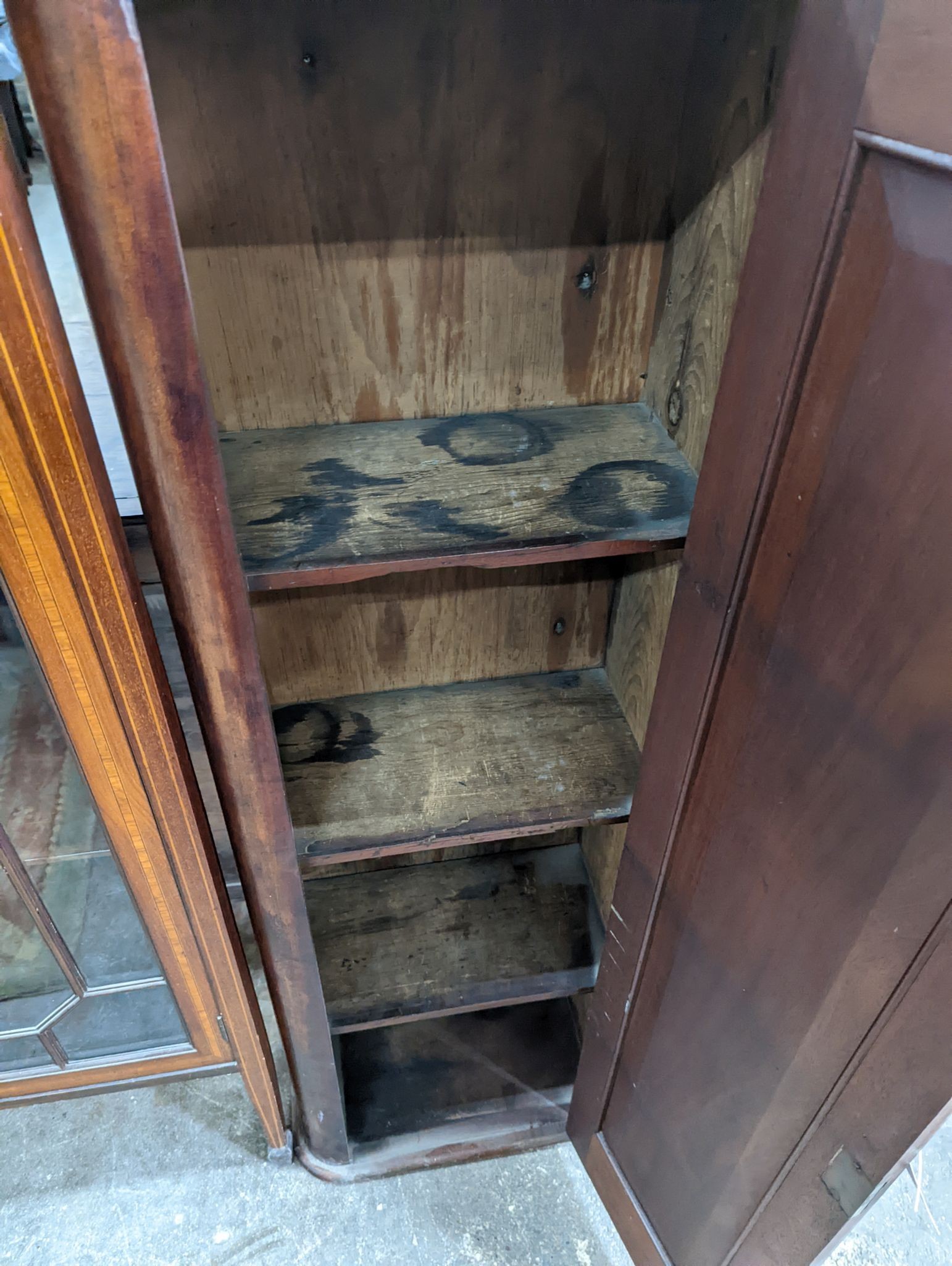 A Victorian mahogany narrow cabinet, (altered) width 43cm, depth 25cm, height 133cm